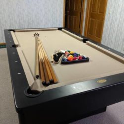 Pool Table with Sticks, Balls, Chalk, Triangle & Tools